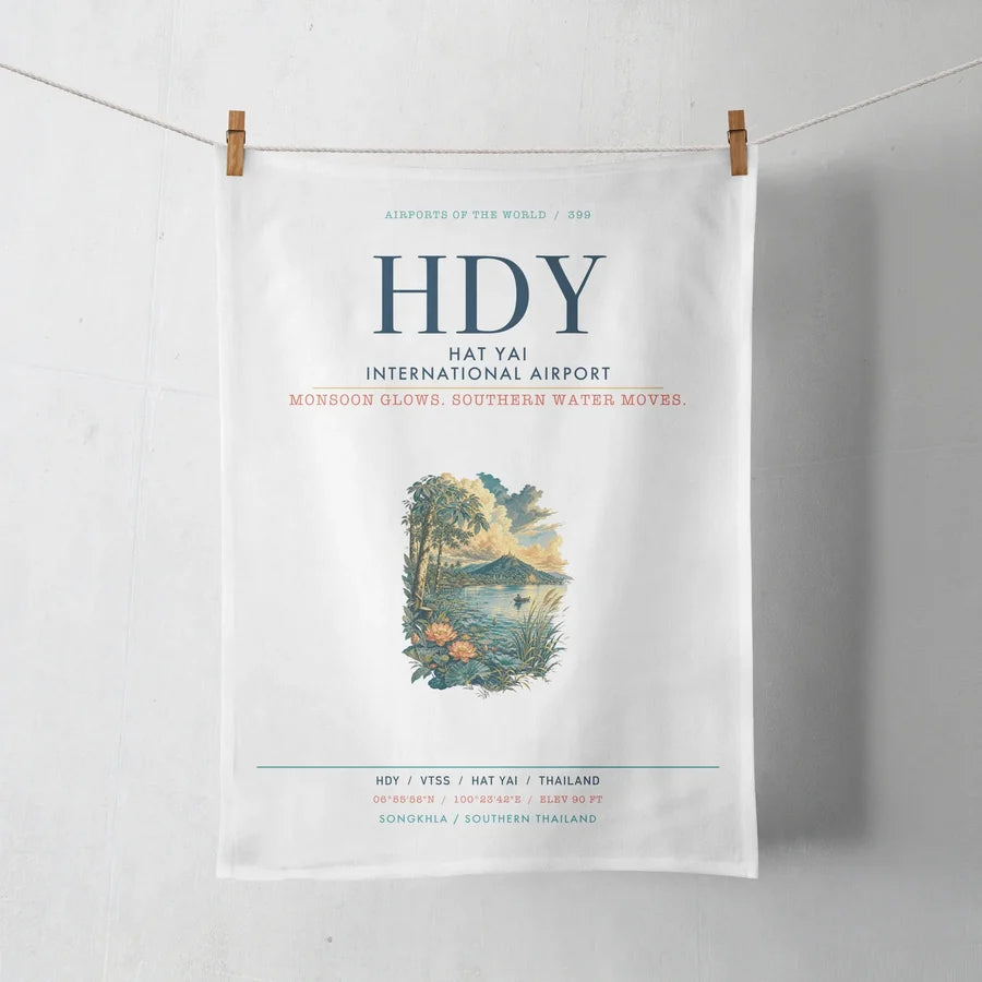 Hat Yai International Airport (HDY) design on white towel