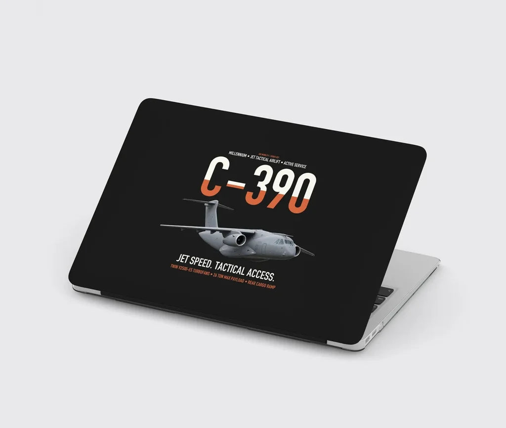 C-390 Millennium design on black MacBook case