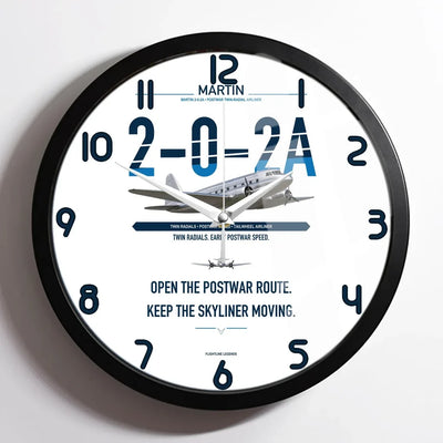 Martin 2-0-2A design on white framed wall clock