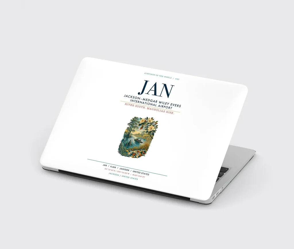 Jackson–Medgar Wiley Evers International Airport (JAN) design on white MacBook case