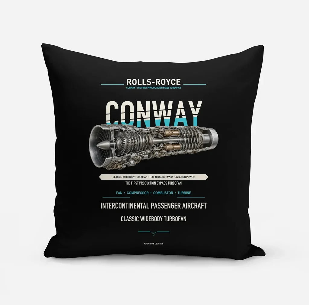 CONWAY design on black pillow