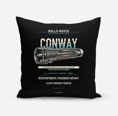 CONWAY design on black pillow