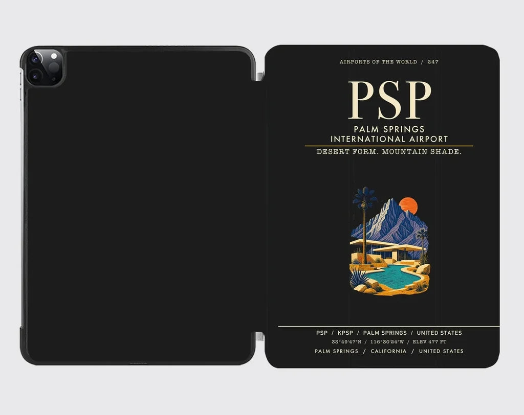 Palm Springs International Airport (PSP) design on black ipad tablet case
