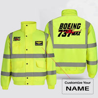 Thumbnail for Amazing 737 Max aviation design printed on insulated shell with high-visibility reflective panels reflective winter jacket.
