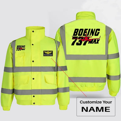 Amazing 737 Max aviation design printed on insulated shell with high-visibility reflective panels reflective winter jacket.