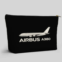 Thumbnail for The Airbus A380 aviation design zipper pouch, durable polyester construction.