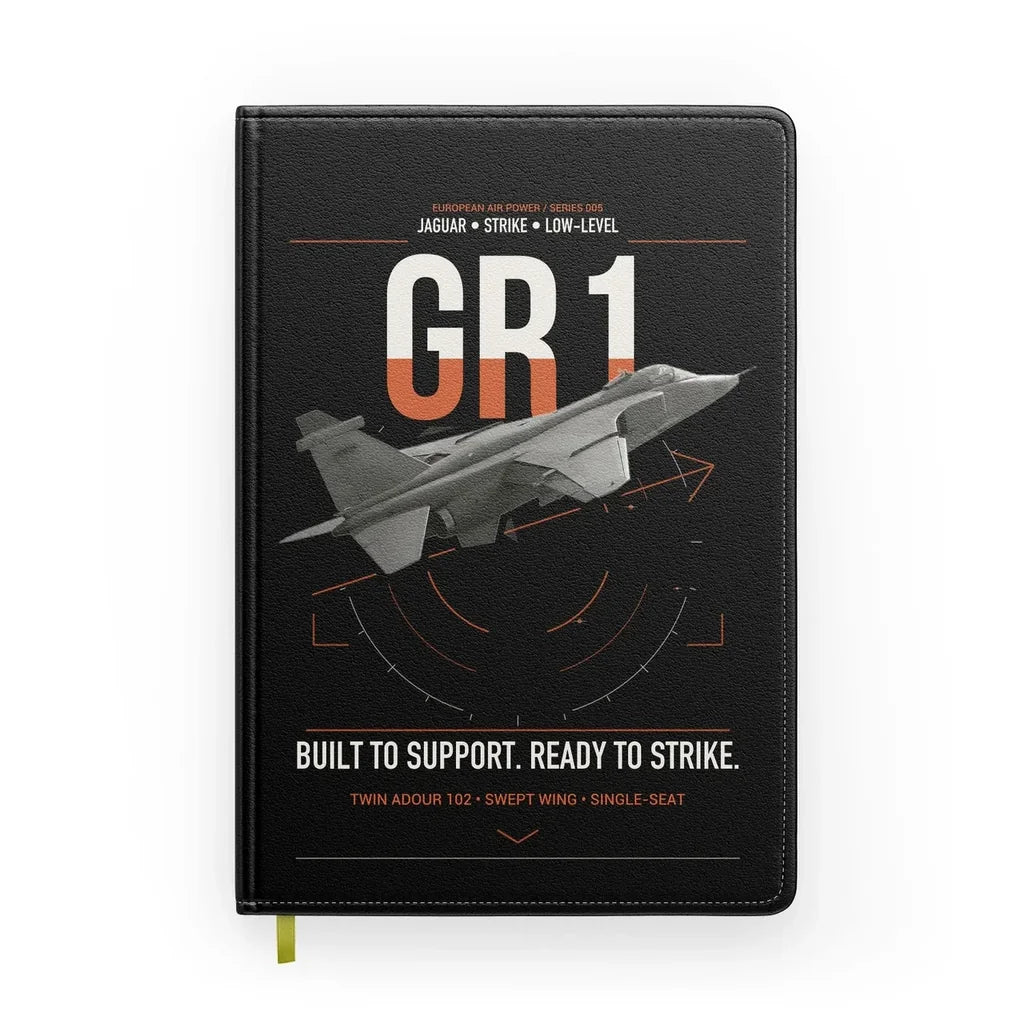 SEPECAT Jaguar GR1 design on black notebook