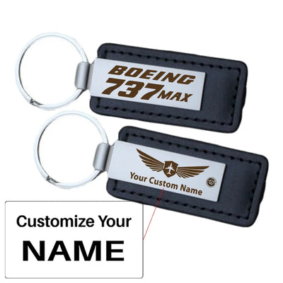 Boeing 737Max aviation PU leather key chain in PU faux leather.