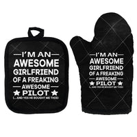 Thumbnail for I am an Awesome Girlfriend Kitchen Glove & Holder aviation design on durable fabric with insulated lining kitchen glove holder.