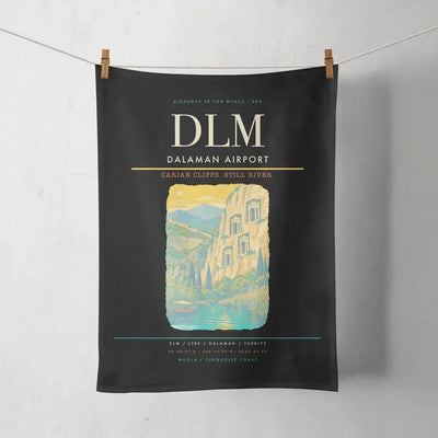Dalaman Airport (DLM) design on black towel