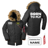 Thumbnail for Born To Fly aviation design printed on heavyweight shell with hooded warmth parka bomber.