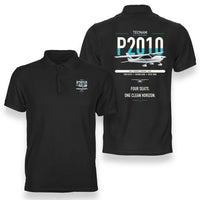 Thumbnail for Tecnam P2010 design on black double-side polo t-shirt, double-side print