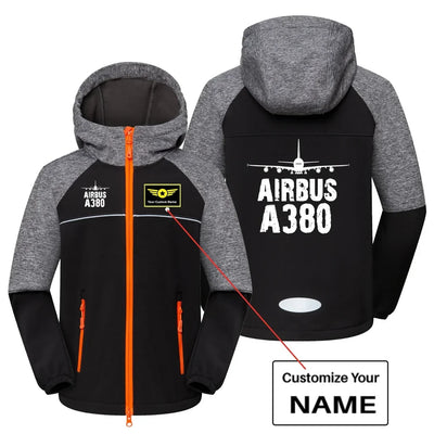 Airbus A380 & Plane aviation design printed on warm polar fleece kids' polar jacket.