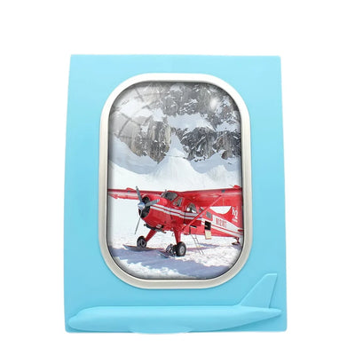 Amazing Snow aviation design on durable resin with glass face airplane window photo frame.