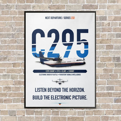 Airbus C295 SIGINT vertical canvas print - framed - white background