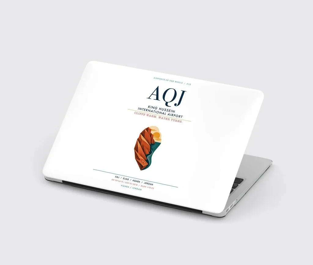 King Hussein International Airport (AQJ) design on white MacBook case