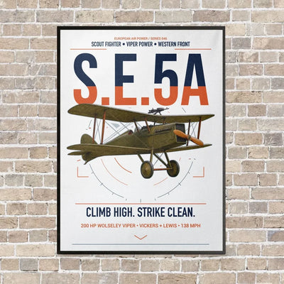 Royal Aircraft Factory S.E.5a vertical canvas print - framed - white background