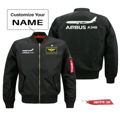 The Airbus A340 Pilot Jackets (Customizable) aviation design printed on comfortable shell with classic fit designed jacket.