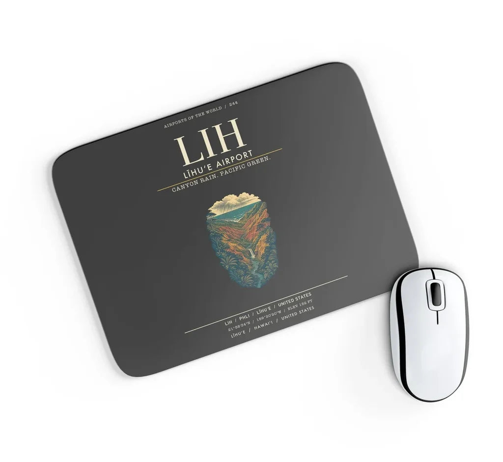 Līhuʻe Airport (LIH) design on black rectangle mouse pad