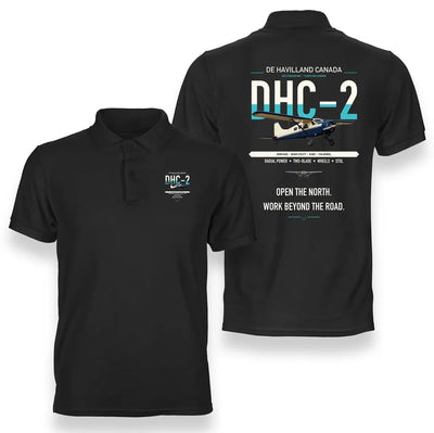 DHC-2 Beaver Mk I design on black double-side polo t-shirt, double-side print