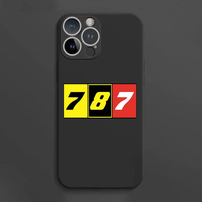 Flat Colourful 787 aviation print soft silicone iPhone case, fits iPhone.