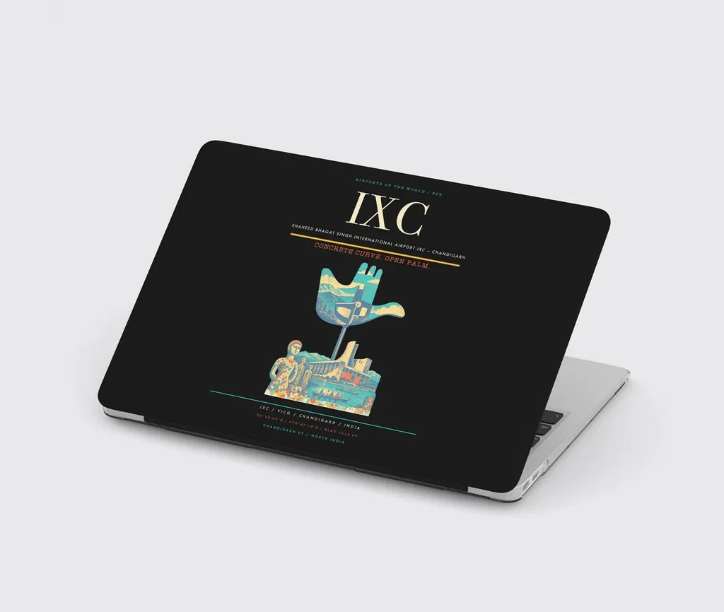 Shaheed Bhagat Singh International Airport (IXC) design on black MacBook case