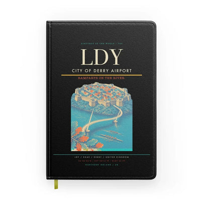 City of Derry Airport (LDY) design on black notebook