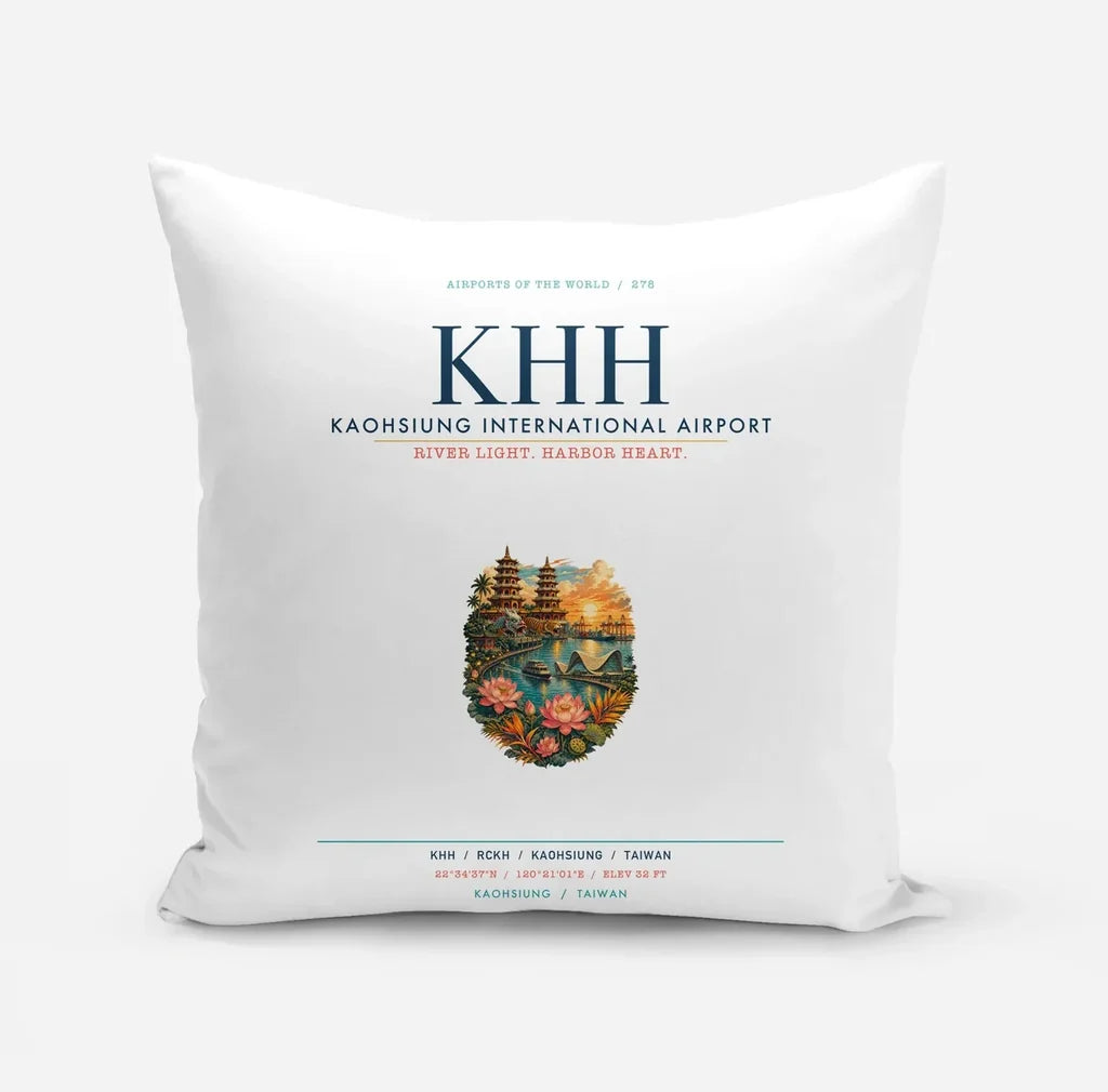 Kaohsiung International Airport (KHH) design on white pillow