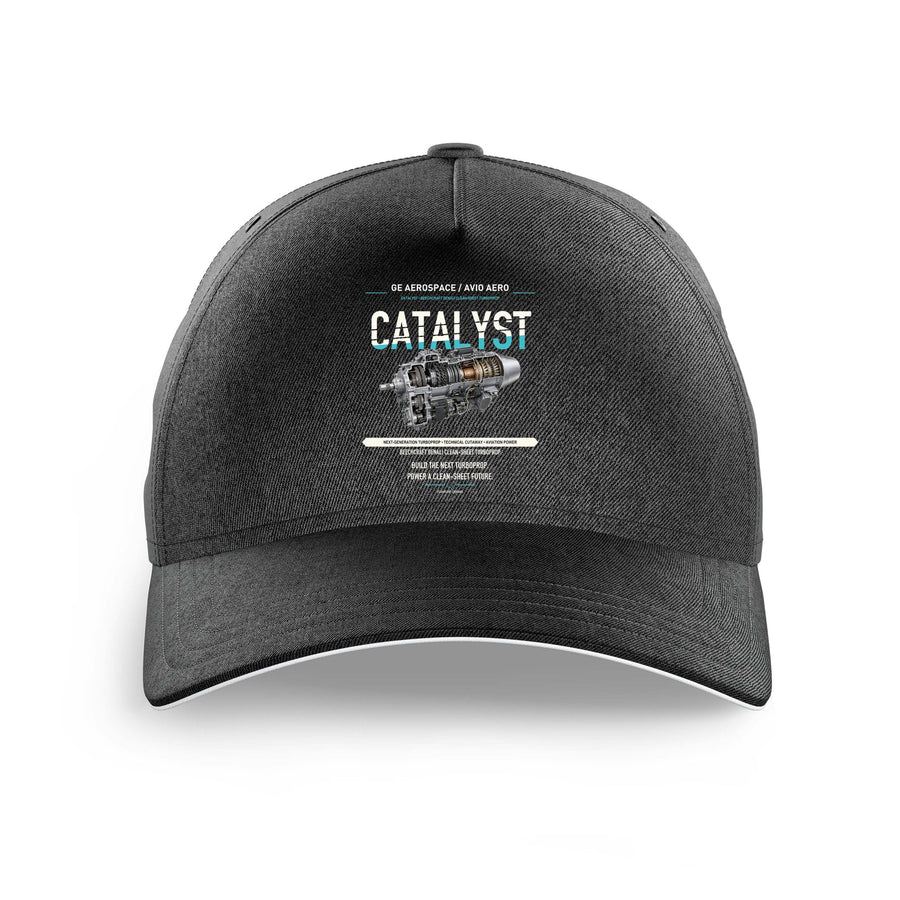 CATALYST design on black printed hat