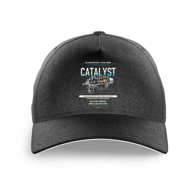 CATALYST design on black printed hat