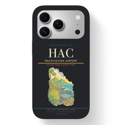 Hachijojima Airport (HAC) design on black iPhone 17 Pro MagSafe case