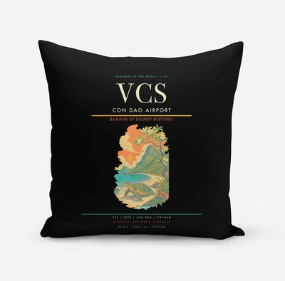 Con Dao Airport (VCS) design on black pillow