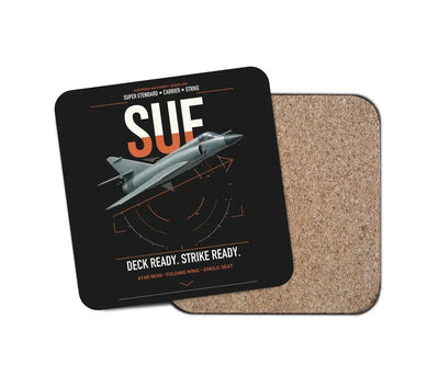 Dassault Super Étendard design on black 1 piece coaster
