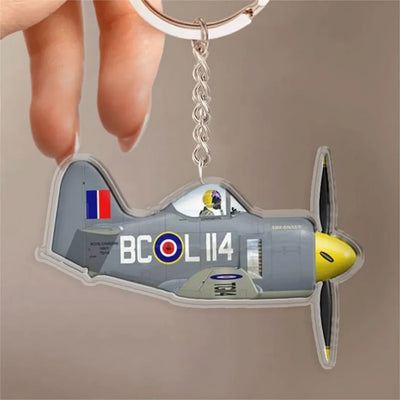Royal Canadian Navy Hawker Sea Fury Fighter Design Acrylic Keychain