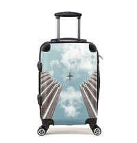 Thumbnail for Airplane Flying over Big Buildings Cabin Size aviation design luggage, durable shell construction.