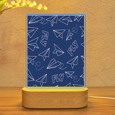 Paper Airplane & Fly (Blue) aviation themed night lamp, premium acrylic with LED.