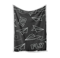Thumbnail for Paper Airplane & Fly-Gray Bed Blankets & aviation print on soft fleece blanket.