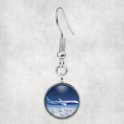 Boeing 787 Dreamliner aviation earrings, hypoallergenic alloy body with engraved detail.