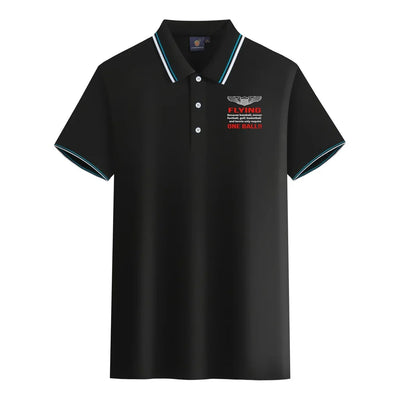 Flying One Ball aviation design printed on soft cotton stylish polo shirt.