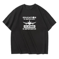 Thumbnail for Flying is Importanter aviation design printed on soft cotton relax-fit T-shirt.