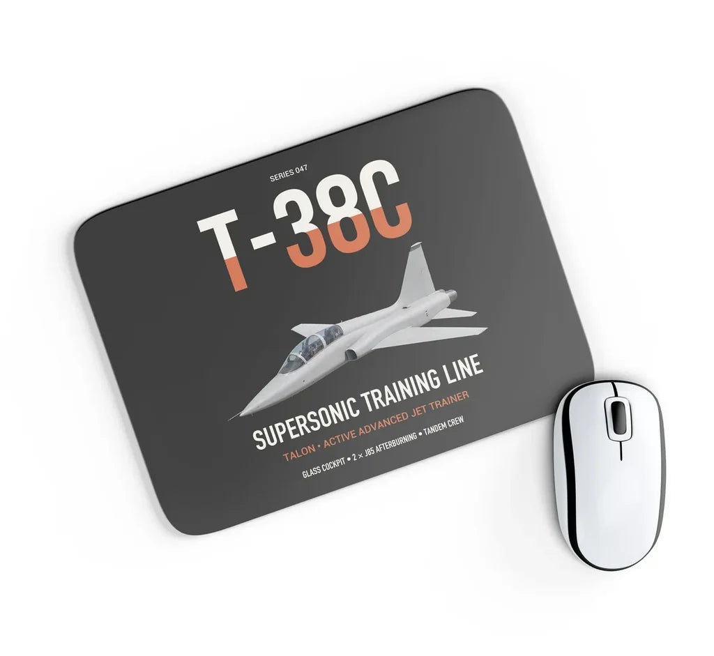 T-38C Talon design on black rectangle mouse pad