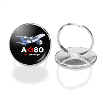 Airbus A380 Love at first flight aviation ring in stainless steel.