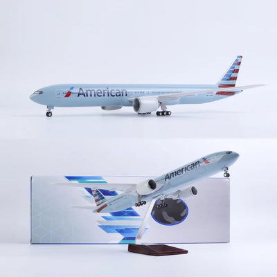 Side view of AA Boeing 777 Airplane Model (1/157 Scale) aviation LED model airplane in diecast metal with LED.
