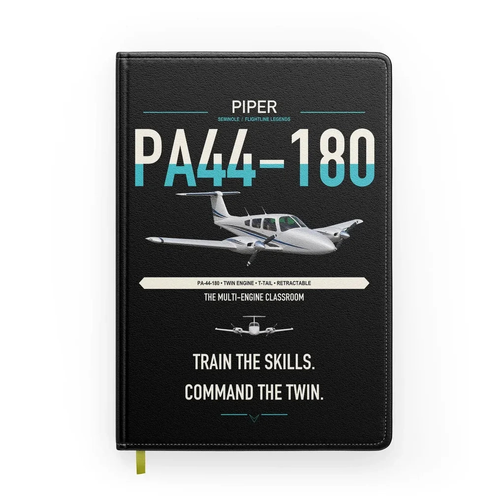 Piper PA-44-180 Seminole design on black notebook