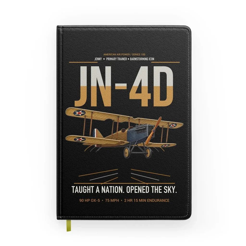 Curtiss JN-4D Jenny design on black notebook