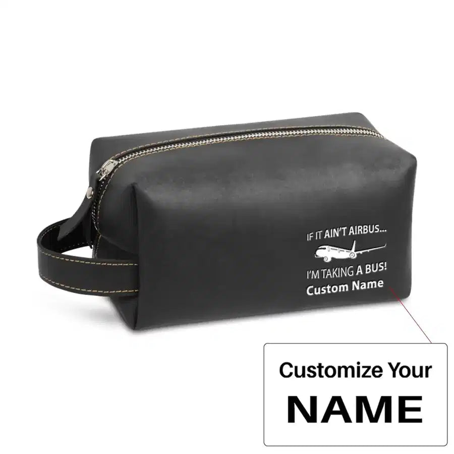 If It Ain't Airbus I'm Taking A Bus Leather Clutch aviation print leather clutch toiletry bag, leather.