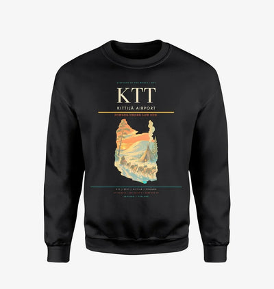 Kittilä Airport (KTT) design on black sweatshirt