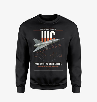 Dassault Mirage IIIC design on black sweatshirt