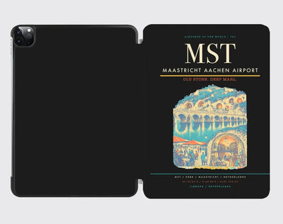 Maastricht Aachen Airport (MST) design on black ipad tablet case
