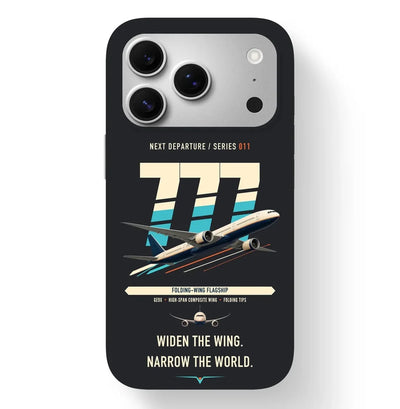 Boeing 777-9 design on black magsafe iphone case